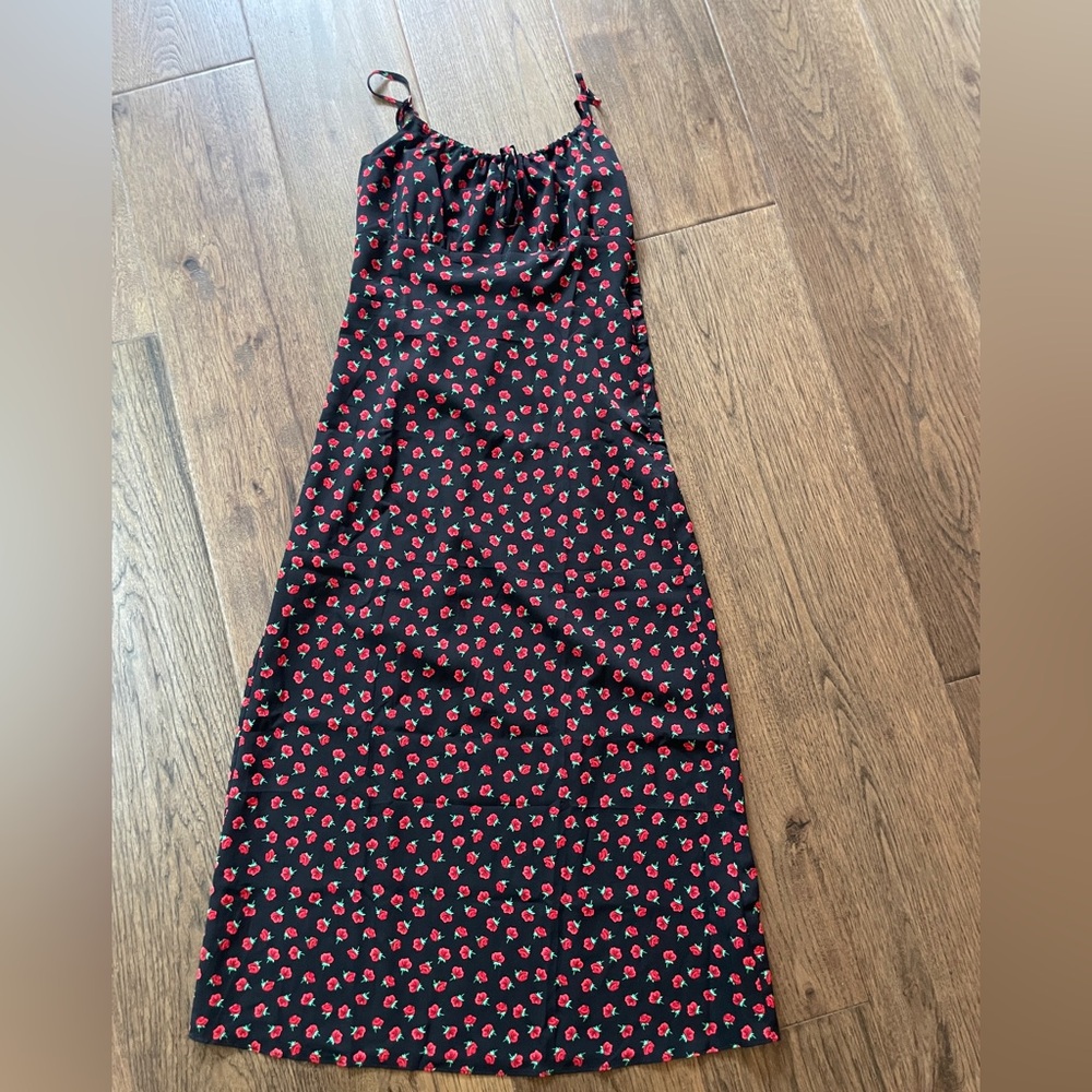 Worn Once Floral Black and Red Maxi Dress